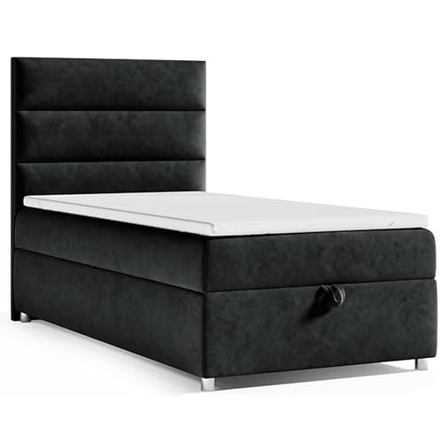 Best For Home Boxspringbett Trinity k-4 mit 7-Zonen Bonell-Federkernmatratze | Boxspringbett 100x200 | Boxsprintbett mit Matratze Und Stauraum | Polsterbett 100x200 - Lieferung bis Bordsteinkante