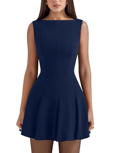 Image of YMDUCH Women's Summer Sleeveless A-line Flared Party Mini Dress