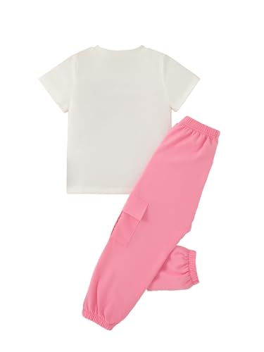 Image of Kids Toddler Girl Clothes Letter Print Graphic Top and Jogger Pants 2PC Summer Clothing Set