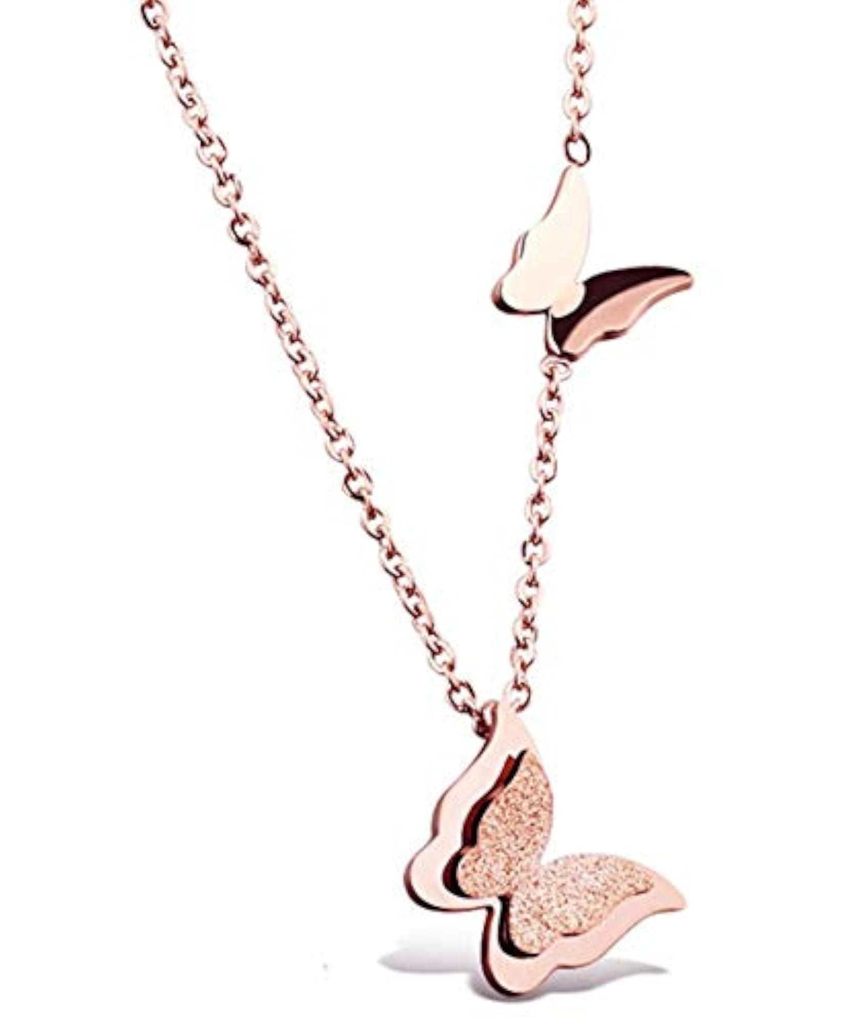 18k Rose Gold Plated Butterfly Necklace for Women