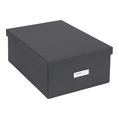 Bigso Caja de almacenamiento plegable, laminada de papel, gris oscuro, 11.3 x 15.4 x 6.4 pulgadas