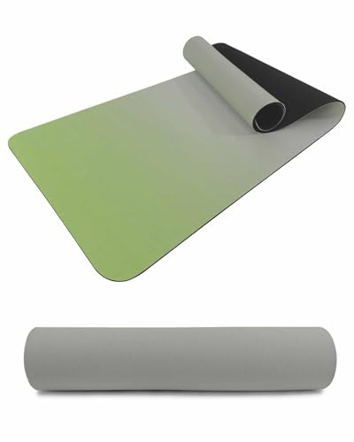 Debedcor Heat Proof Table Pads Waterproof Decorative, Grass Green Gray Ombre Non-Slip Table Countertop Protector, Modern Green Color Gradient Insulation Mat for Dining Room, 48 x 12 Inches