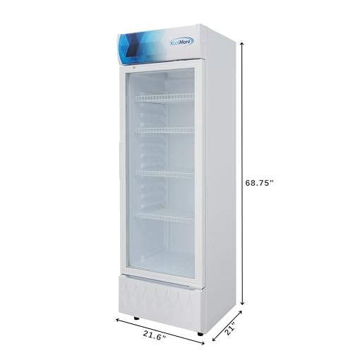 Image of KoolMore KM-MDR-9CPWH 22 in. One-Door Commercial Merchandiser Refrigerator in White, 9 cu. ft. ETL Listed for Safety and Sanitation