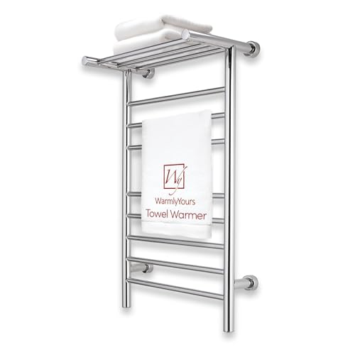 WarmlyYours Wall-Mounted Heated Towel Rack with Shelf