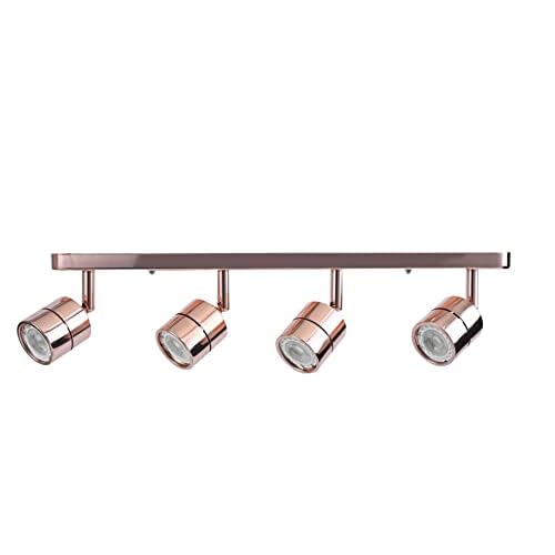 KING SHA 21” 4-Light Track Lighting with 4 Dimmable LED Bulbs Warm White CRI90,14ft Cord with On/Off Rocker Switch,Brushed Nickel