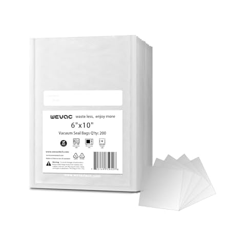 Wevac Pint 6 × 10 Inch, 200 Count, Vacuum Sealer Bags Food Saver, Seal a Meal, Weston. Commercial Grade, BPA Free, Heavy Duty, Great for vac storage, Meal Prep or sous vide Cover