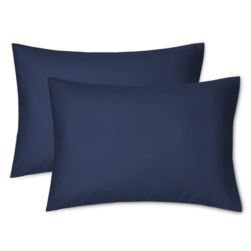 Image of EXQ Home Toddler Pillowcases Zippered 13x18 Travel Pillow Case Set of 2, Small Pillow Case Fits Baby Pillow Sized 12x16, 13x18, Kids Pillowcases 2 Pack Machine Washable（Dark Navy）