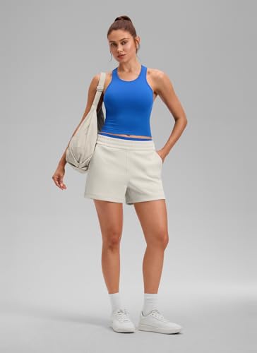 Image of CRZ YOGA Seamless Rib Racerback Crop Tank | Light Support, Removable Pads, Yoga, Ribbed, Racerback, Longline Sports Bras for Women