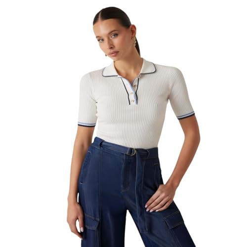 GUESS Women's Short Sleeve Thalia Polo Neck Sweater