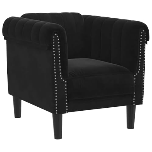 YUOTYRKTEJRSG Schwarz Samt Sessel Moderner Wohnzimmer Sessel mit Samtbezug Bequem Lesesessel Fernsehsessel Entspannungssessel Stabiles Design – Bild 4