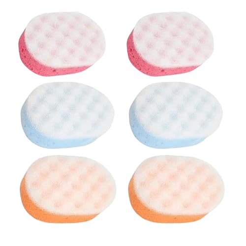 Homeshopa Lot de 6 éponges de bain exfoliantes pour adultes, hommes, femmes, enfants, enfants, éponges de massage corporel double face avec 3 couleurs,...