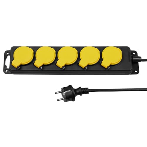 ITENSE 647862 Bloc Multiprise Étanche 3 Prises IP44 – 16A 3680W – avec Interrupteur – Câble HO5RN-F 3G1 mm² 0,85 m – Sécurité Enfant – Noir et...
