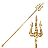 Spooktacular Creations Gold King Trident Cane, Halloween King Pitchfork Spear Trident Toy Prop for Halloween Costume Dress Up, Cosplay Parties Accessory