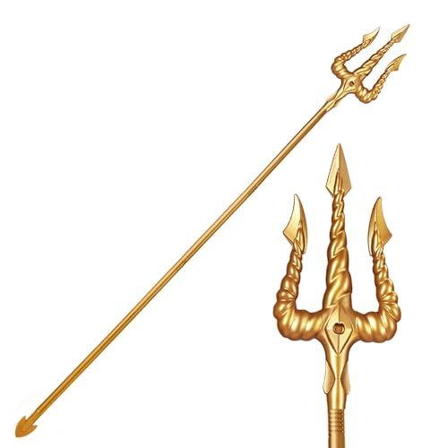 Spooktacular Creations Gold King Trident Cane, Halloween King Pitchfork Spear Trident Toy Prop for Halloween Costume Dress Up, Cosplay Parties Accessory