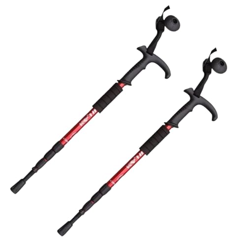 Pobbycrafm Palos Senderismo Bastones para Caminar Bastones Trekking Plegables Baston Extensible BastóN Trekking AleacióN De Aluminio Red 2 pcs