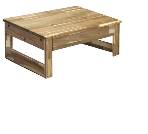 WOODPRO アカシア デスク(引き出し付) 幅52cm 高さ32cm 奥行50cm 無塗装 机 パソコンデスク コンパクト コの字 木製 ローテーブル 横幅と高さは1cm単位でオーダー可 受注生産