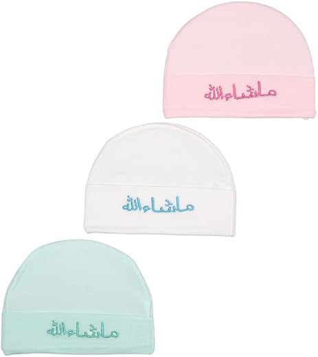 ENKAYBEE Mashallah Unisex Baby Caps - Pack Contains 3 Multi Colored Cotton caps #16