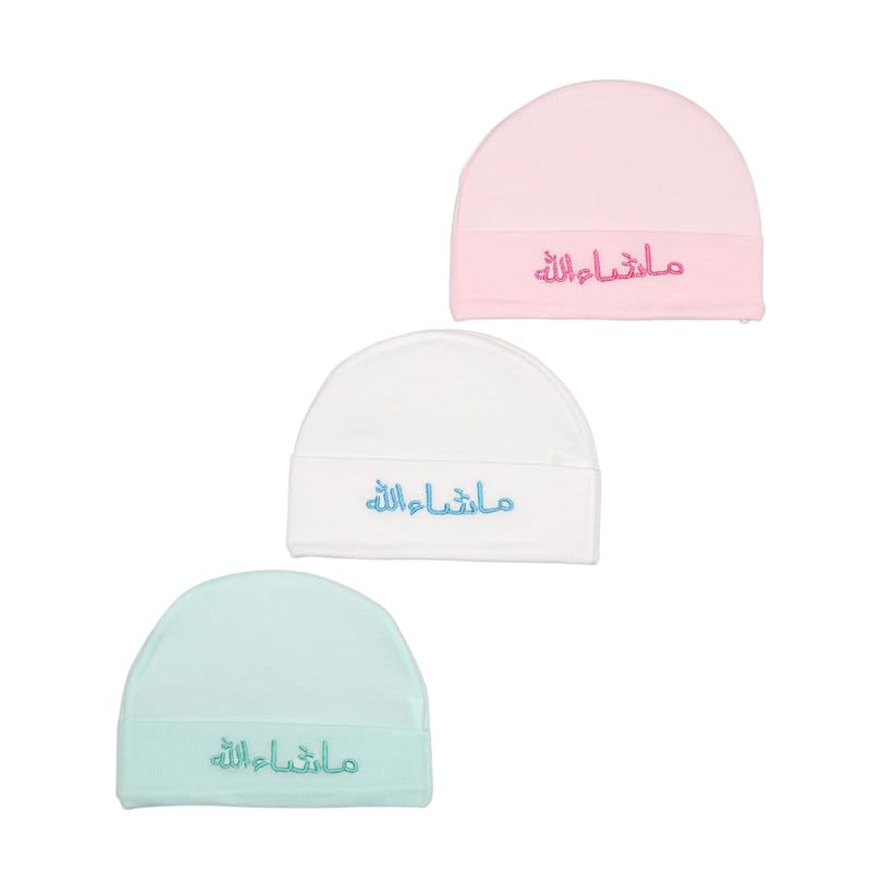 ENKAYBEE Mashallah Unisex Baby Caps - Pack Contains 3 Multi Colored Cotton caps #16 - Review, Price and Buying Guide