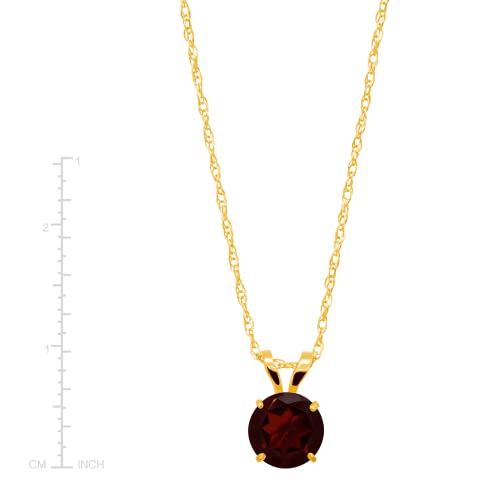 Finecraft Round-Cut Garnet Birthstone Pendant Necklace In 10K Yellow Gold, 18" #TOP1