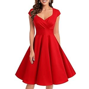 Bbonlinedress Women’s Vintage 1950s cap Sleeve Rockabilly Cocktail Dress Multi-Colored