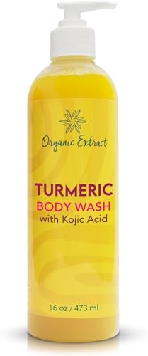 ORGANIC EXTRACT, Turmeric Kojic Acid Body Wash – 16 fl oz / 473ml – Skin Brightening Shower Gel for Deep Gentle Moisturizer, Helps to Remove Dark Spot, with Shea Butter & Aloe Vera