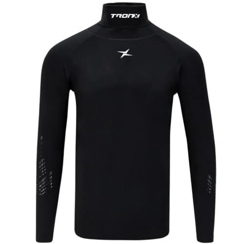 TronX Compression Hockey Shirt with Neckguard - Long Sleeves Neck Guard Neck Protect for Men Adult & Youth Boys
