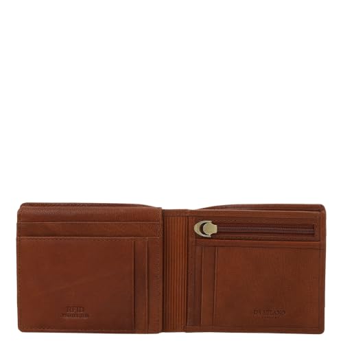 Image of Da Milano RFID Protected Leather Wallet for Men with Card Slot - Brown (0111A-OL)