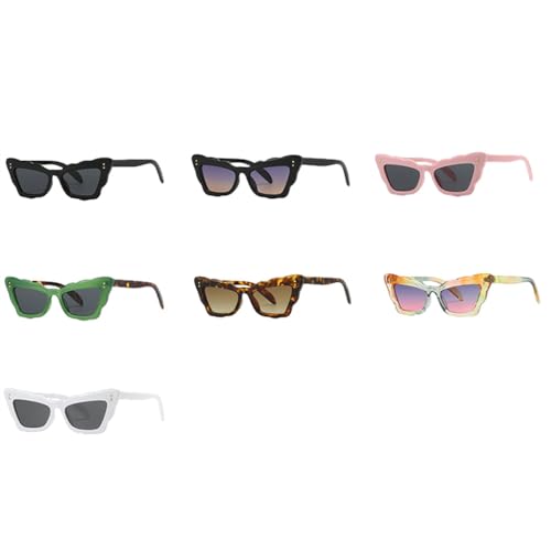 Popular Cat Eye Women Sunglasses Wavy Edge Frame Retro Shades UV400 Trending Punk Rivets Sun Glasses2