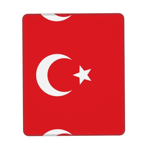Tapis de souris imprimé drapeau de la Turquie confortable - Base antidérapante en cuir PU, design lisse et moderne pour le bureau, la maison - 22 x 26 cm