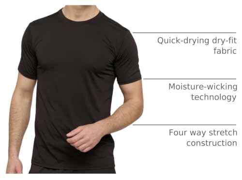 Image of Real Essentials 5 Pack: Men's Dry-Fit Short Sleeve Crew Neck T Shirts Fitness Running Gym Workout Cool Exercise Athletic Tee