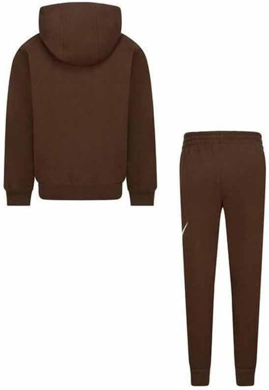 Nike Toddler Kids Club Fleece Pullover Hoodie, 2-Piece Tracksuit Set (Brown, 12 Months)