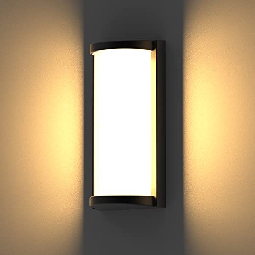 Shinbeam 18W LED Outdoor Wall Lights, 3000K Aluminum Porch Lights, Matte Black Waterproof Exterior Wall Sconce, Anti-Rust Wall Lantern with Clear PC for Garage Porch Enterway by Shinbeam - Used condition - US$23.75