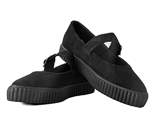 T.U.K. Shoes Black Vegan Faux Suede Pointed Buckle Strap Mary Janes for Women2