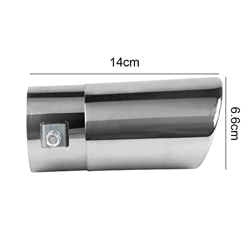 Punta de escape universal de acero inoxidable redondo plateado para coche 2