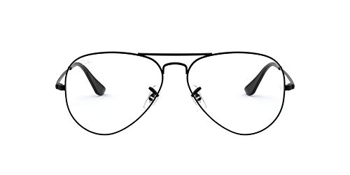 Ray-Ban RX6489 Aviator Metal Eyeglass Frames, Matte Black/Demo Lens, 58 mm