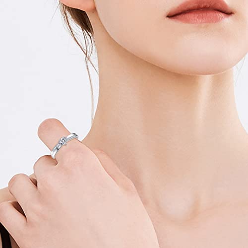Avecon 925 Sterling Silver Heart Promise Ring For Her Solitaire Cz Engagement Wedding Eternity Anniversary Ring For Women Size 7 #TOP6