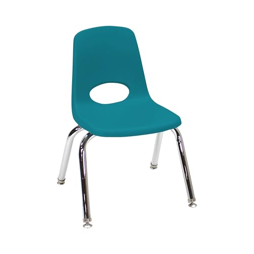Image of FDP 12 inch School Stack Chair,Stacking Student Seat with Chromed Steel Legs and Swivel Glides for Classroom, Homeschool or Learning Space - Teal, 11556-TL
