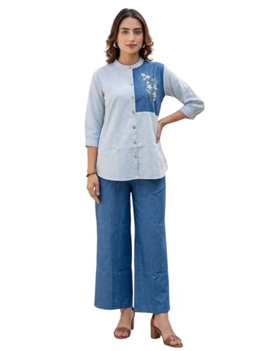 Image of TOPLOT Embroidery Cotton Kurta Set for Woman || Co ord Set for Women Stylish (5239)