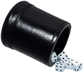 Deluxe Leather Dice Cup with Five Dice - Dark Mahogany Color