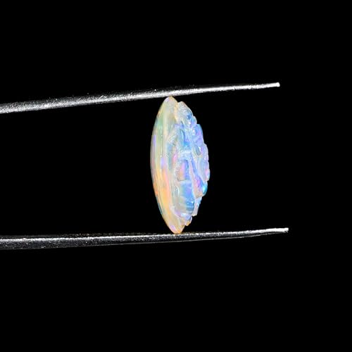 Opale de feu éthiopienne sculptée 4,45ct | Pierre AAA sans défaut de taille - 3