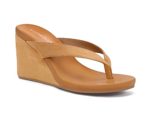 Image of Coutgo Womens Wedge Heels Sandals Platform Flip Flops Slides Slip On Summer Beach Shoes