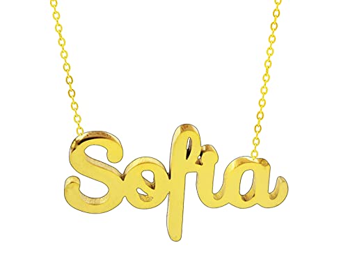 Only faith Collar para mujer con nombre personalizado Acero inoxidable con caja de regalo original Cadena colgante joya personalizada especial para amigas, novios (Sofia  Dorado)