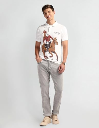 Image of U.S. Polo ASSN. Printed Polo T Shirts for Men - 100% Cotton, Half Sleeve Mens Tshirt