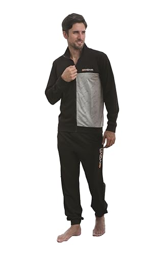 GIVOVA Tuta Homewear Uomo in French Terry, per Mezze Stagioni Vari Modelli Maschile, Primavera Autunno (IT, Testo, M, Regular, Regular, G602F Nero)