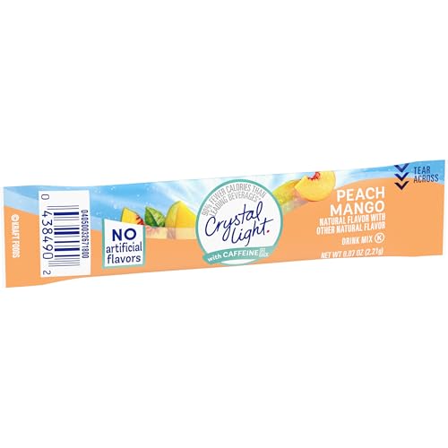 Image of Crystal Light Peach Mango On-The-Go Powdered Drink Mix with Caffeine, 0.07 oz Packet
