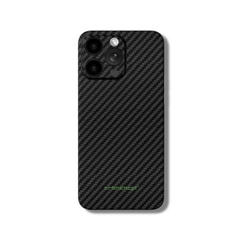 CRBNCNCPT® Custodia ibrida in carbonio x aramide (Kevlar) per iPhone 14, 15, 16, con chiusura magnetica, cover rigida, colore nero, da uomo, Pro Max (iPhone 16 Pro)