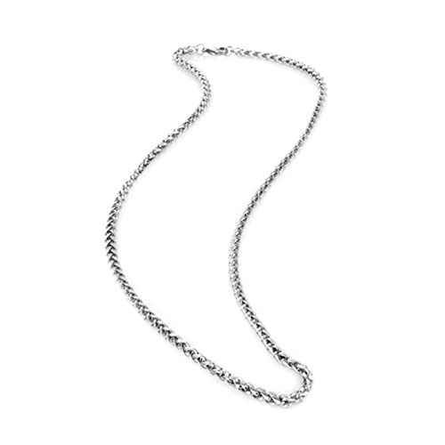 Epinki Cadena Metal 90 CM, Trigo Cadena 3MM Plata Joyería Collar de Acero Inoxidable para Hombre