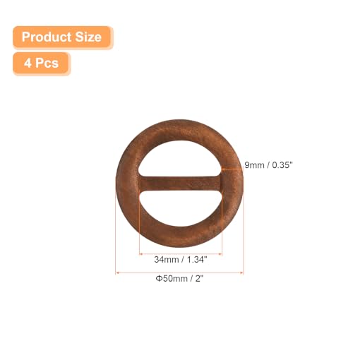 Image of uxcell 4 Pcs T-Shirt Clips, 50mm Wood Scarf Ring Clip Round Tie Circle Clip Buckle Fashion Clothes Corner Knotted Button for Women's Silk Clothing Decoration, Brown