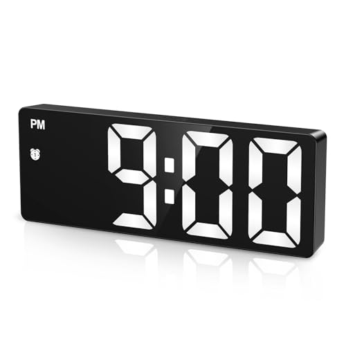 Criacr Sveglia digitale, orologio digitale con display a LED, sveglia elettronica con funzione snooze, visualizzazione mattina e data, alimentato da USB/batteria, custodia nera e numeri bianchi Criacr Sveglia digitale, orologio digitale con display a LED, sveglia elettronica con funzione snooze, visualizzazione mattina e data, alimentato da USB/batteria, custodia nera e numeri bianchi