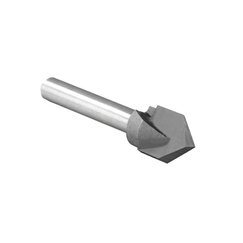 POWERTEC 90 Degree V-Groove Router Bit, 1/4" Shank, 1/2" Cutting Diameter, 21/64" Cutting Length, Carbide End Mill CNC Engraving Bit for Routers &amp; CNC Machines, Sign and Plaque Carving (73006)